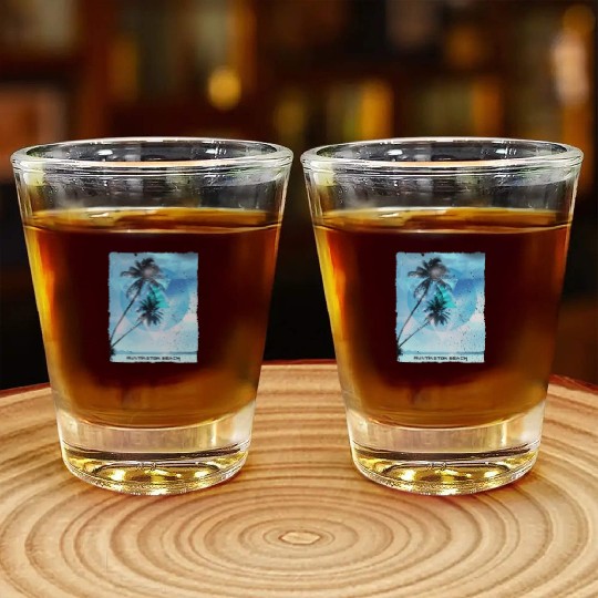 Artistic Huntington Beach California Palm Tree Shot Glasses