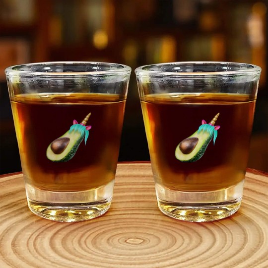 Happy unicorn avocado Shot Glasses