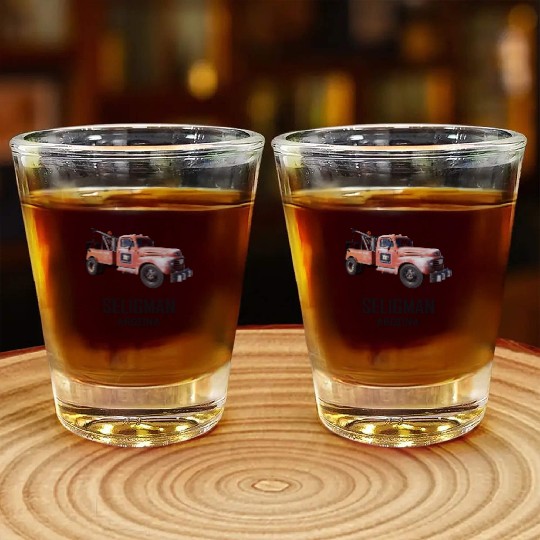Old car city of Seligman in Arizonna, US Route 66 Shot Glasses