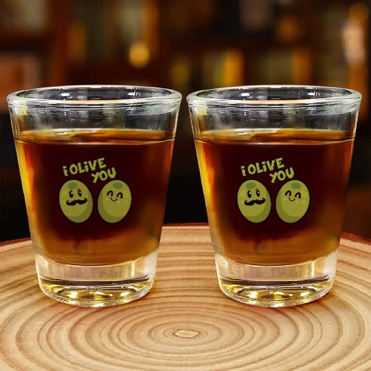 Green olives valentine olive you Shot Glasses
