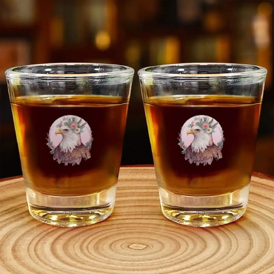 Birds Of Prey Bald Eagle Flower Crown Floral Birdi Shot Glasses