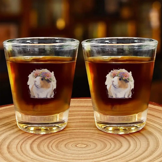 Watercolor Guinea Pig Flower Crown Floral Boho Aes Shot Glasses