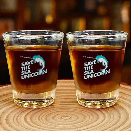 Funny Save the Sea Unicorn Narwhal Shot Glasses