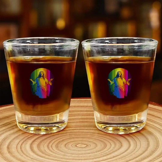 Rainbow Jesus: Embrace Love, Faith, and LGBTQ Shot Glasses