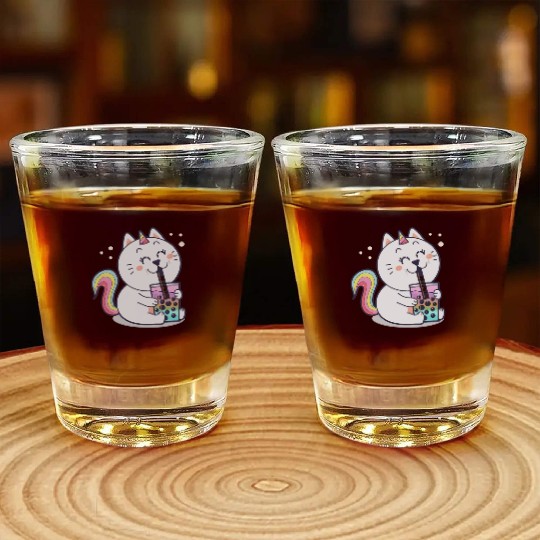 Bubble Tea Cute Kawaii Unicorn Cat Japanese Shot Glasses