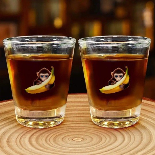 Monkey hide and seek banana Shot Glasses