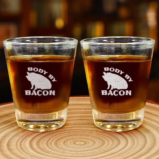 Famer Body By Bacon Pig Bbq Pun Shot Glasses