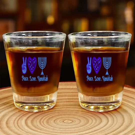 Peace Love Hanukkah 2021 Jewish Menorah Hanukkah C Shot Glasses