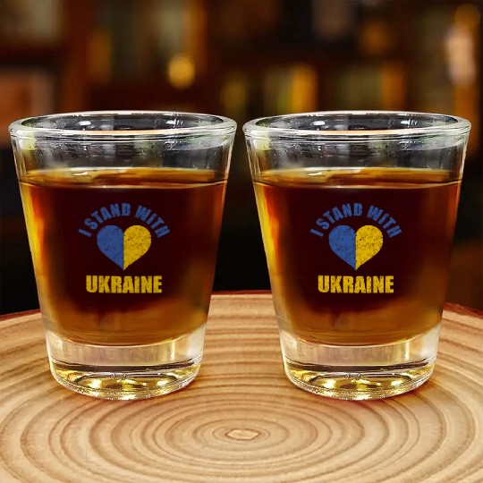 Support Ukraine I Stand With Ukraine Ukrainian Shot Glasses