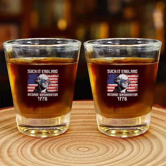 Suck it England George Washington 1776 USA Shot Glasses