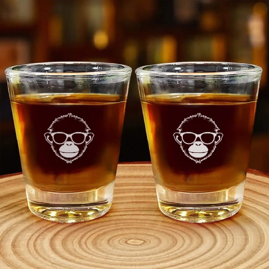 Ape Face Apes Apelike Jungle Primate Shot Glasses