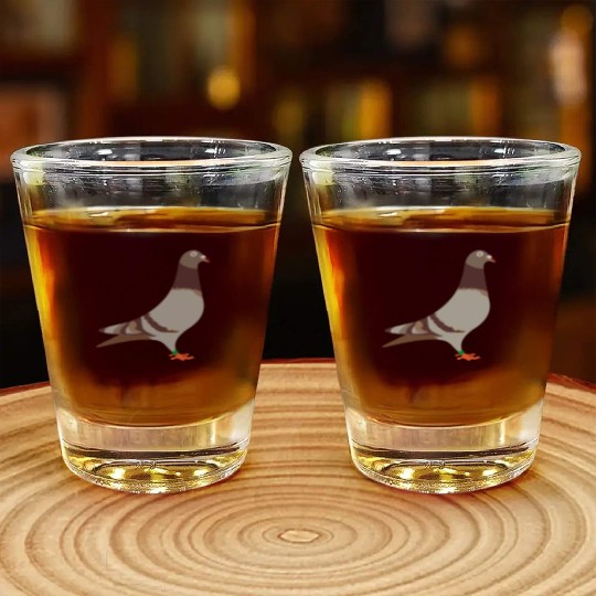 Red brown racing pigeon logo for racing pigeon ent Shot Glasses