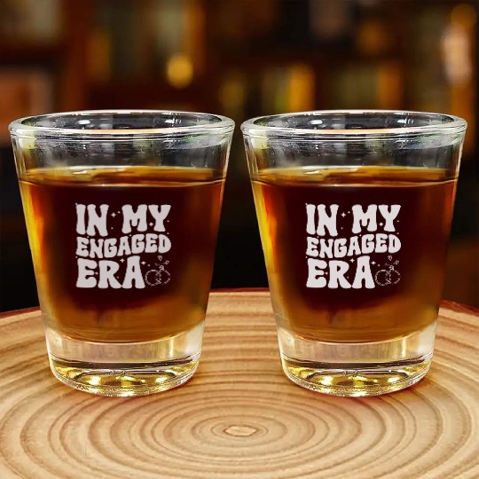Funny Engagement In My Engaged Era Groovy Wedding Shot Glasses