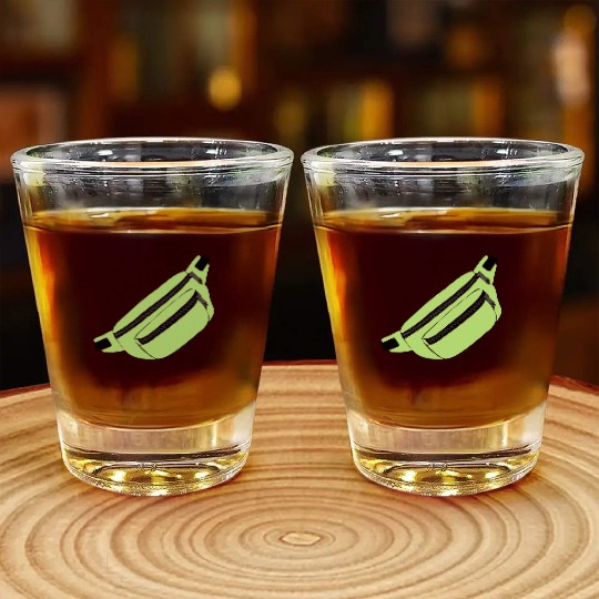 Lime Green Fanny Pack Illustration Shot Glasses