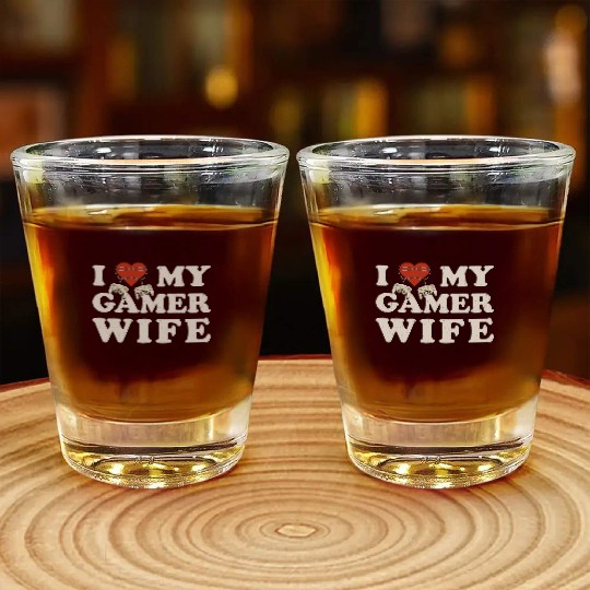 I Love My Gamer Wife - I Heart My Wife Shot Glasses