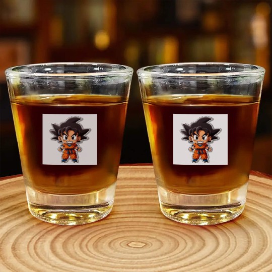 Goku Sticker Happy Bold Colors art toy style Shot Glasses
