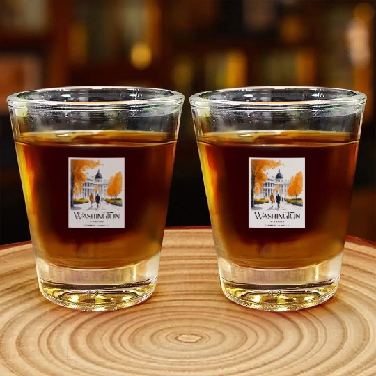 Watercolor painting loving couple in Washington DC Shot Glasses