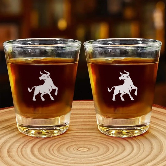 Taurus Zodiac Symbol Astrological Sign Shot Glasses
