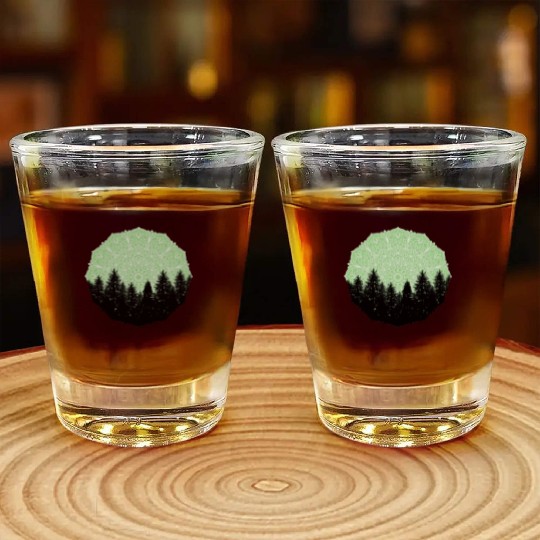 Green Forest Mandala Pacific Northwest Shot Glasses