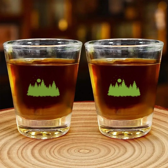 Forest with Leaves in Environment Shot Glasses