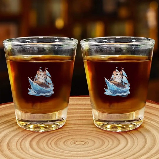 Ice Sailing Hamster Ice Sailor Ice Boating Shot Glasses