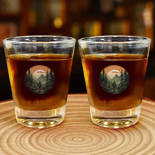 Forest nature trekking adventure Shot Glasses