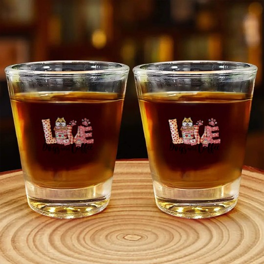 Pomeranian Dog Coffee Lover Dog Mom Valentines Da Shot Glasses