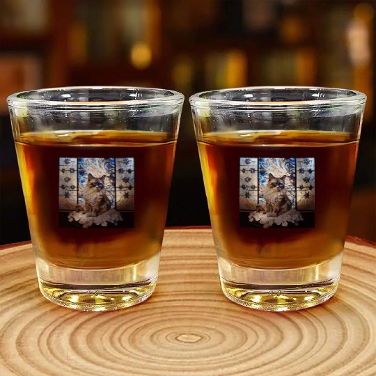 Ragdoll cat in stained glass Shot Glasses