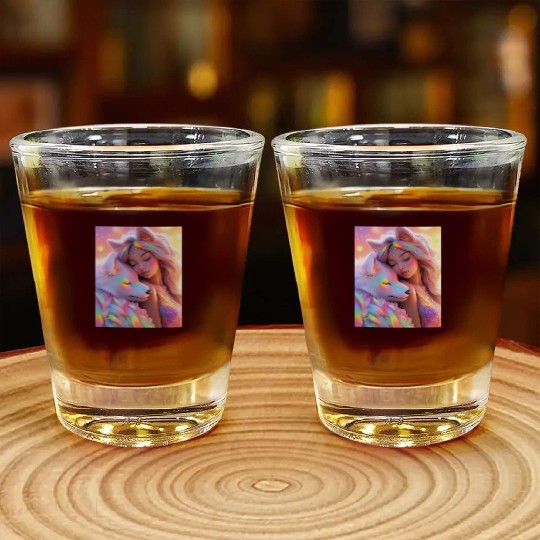 Rainbow Friends - White Wolf and Girl Shot Glasses