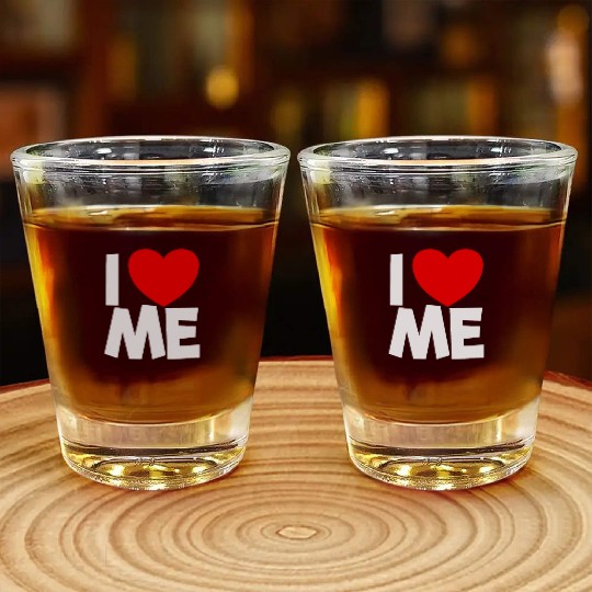 I Love Me Red Heart Self Love Affirmation Shot Glasses