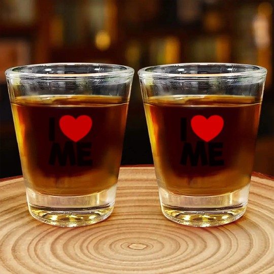 I Love Me Red Heart Self Love Affirmation Shot Glasses