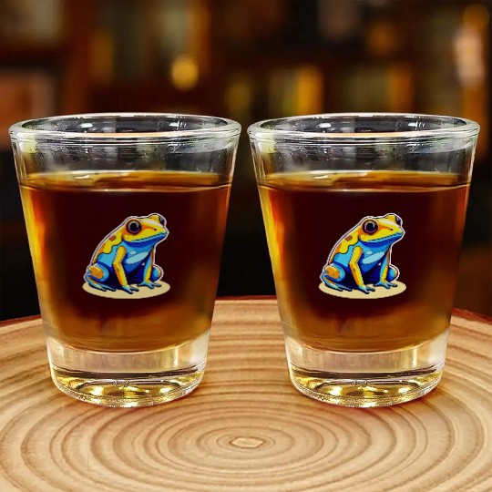 Golden Poison Frog Illustration Shot Glasses