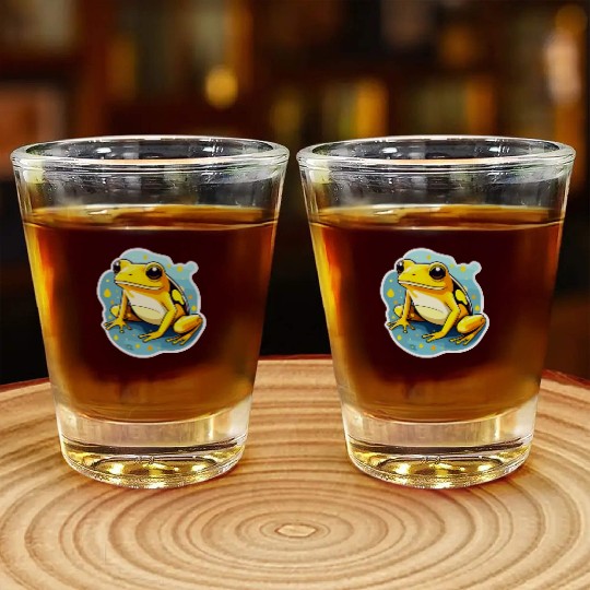 Golden Poison Frog Illustration Shot Glasses