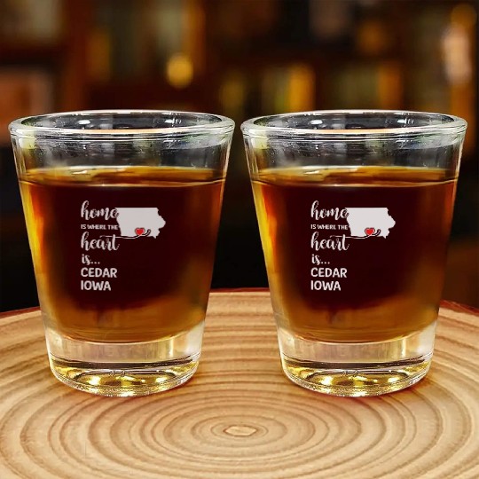 Cedar County Iowa Is Where My Heart Is Gift Shot Glasses