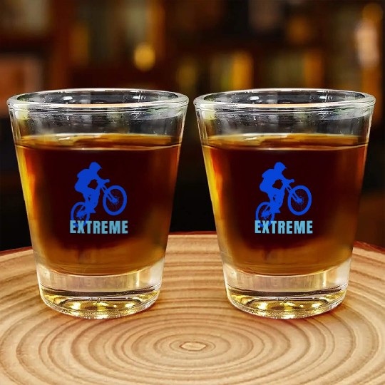 Mountain Bike (blue and light blue design) Shot Glasses