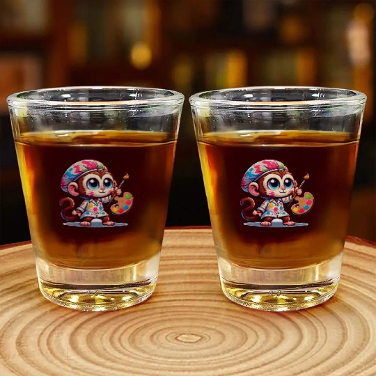 Cute Monkey Artist Shot Glasses