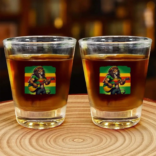 Jamaica lion reggae music Shot Glasses