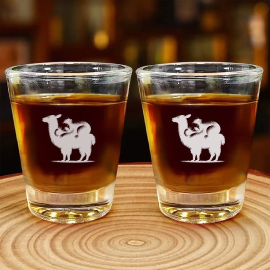 Cuddly Llama With A Chilling Koala On Its Back Shot Glasses