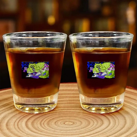 Alice in Picnic land Black (Light Version) Shot Glasses