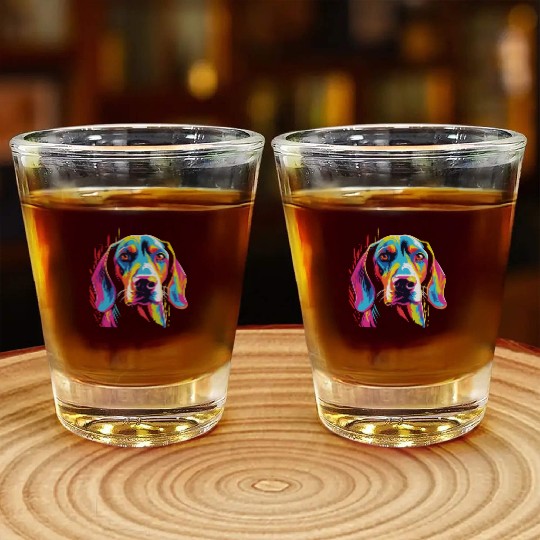Watercolor Colorful Treeing Walker Coonhound Shot Glasses