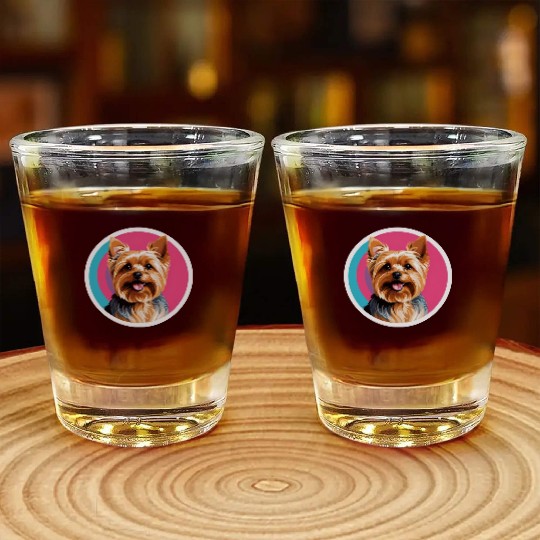 Synthwave Yorkshire Terrier 2 Shot Glasses