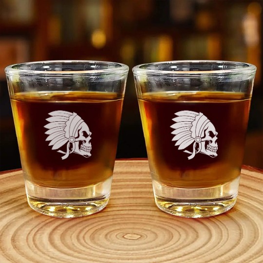Indigenous Native American Skull Head Shot Glasses