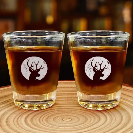 Stag deer face creative minimal design Shot Glasses