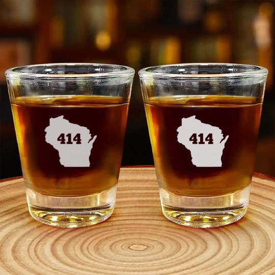 Wisconsin 414 Area Code Shot Glasses