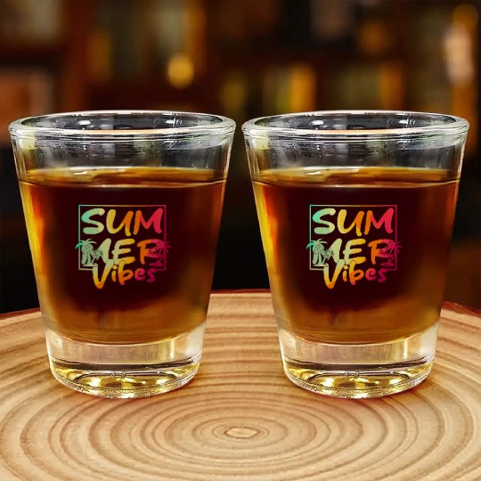 Summer Vibes Colorful Palm Retro Summer Shot Glasses