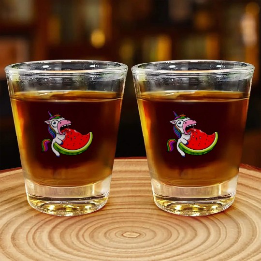 Unicorn Melon Sweet Comic Crazy Funny Quirky Shot Glasses