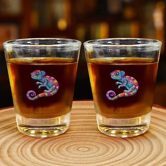 Colorful Chameleon Fantasy Creature Shot Glasses