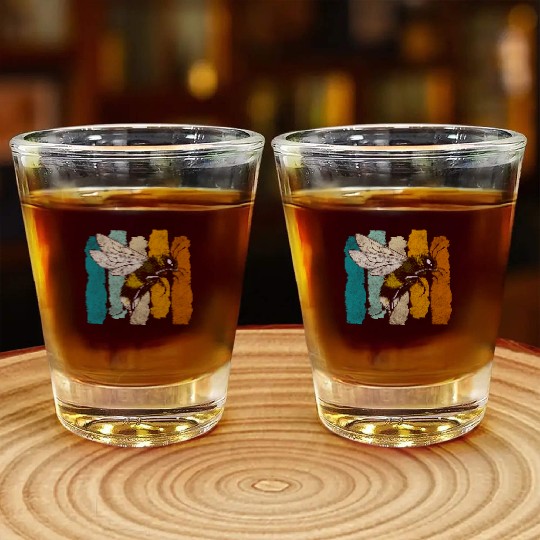 Honey Bee Nature Flowers Bees Shot Glasses