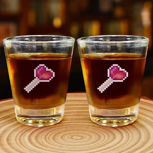 Pixel Art Sprite Cute Heart Lollipop Shot Glasses