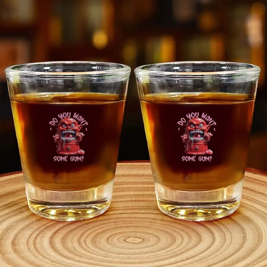 Funny Dark Humor Slobbering Bubblegum Machine Shot Glasses